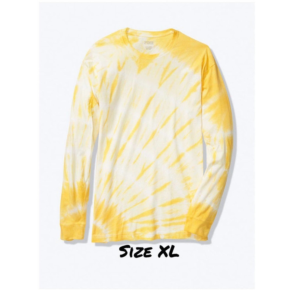 NIP VS PINK Campus Long Sleeve Yellow Tie Dye